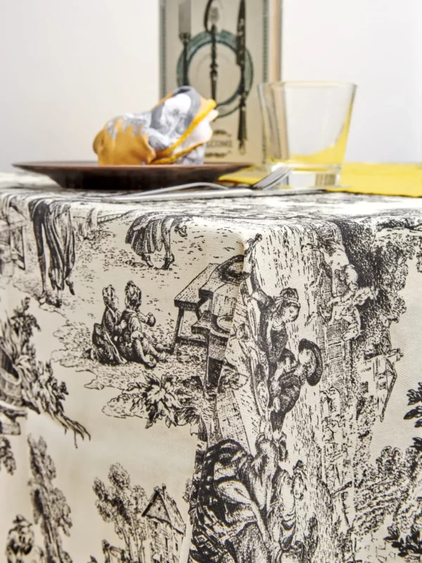 tovaglia toile de jouy nero