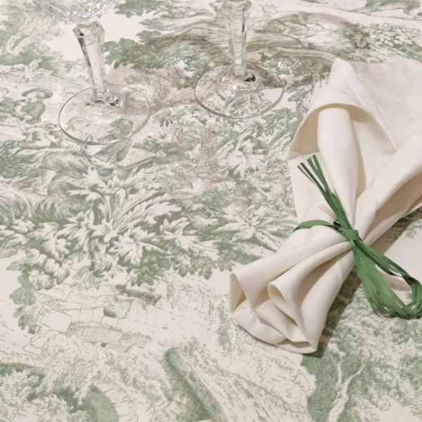 tovaglia toile de jouy verde